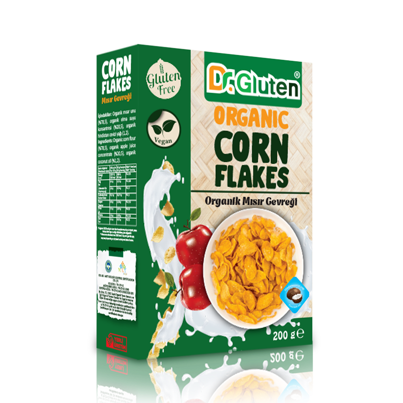 Dr.Gluten Organik Glutensiz Mısır Gevreği(Vegan) 200 Gr.