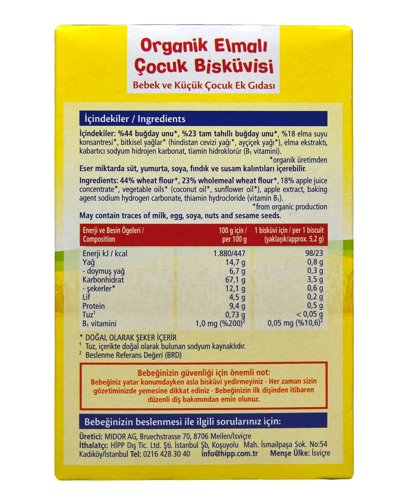 Hipp Organik Bebe Bisküvisi Elmalı 150 gr