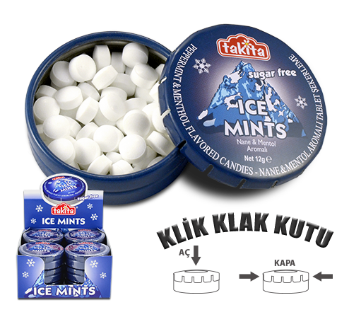 Takita Ice Mint - Nane ve Mentol Aromalı Şekersiz Tablet Şekerleme