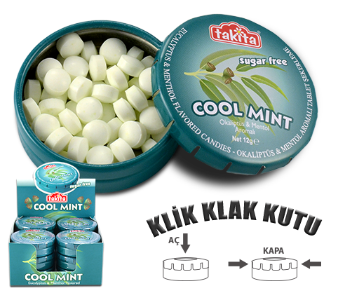 Takita Cool Mint - Okaliptus ve Mentol Aromalı Şekersiz Tablet Şekerleme